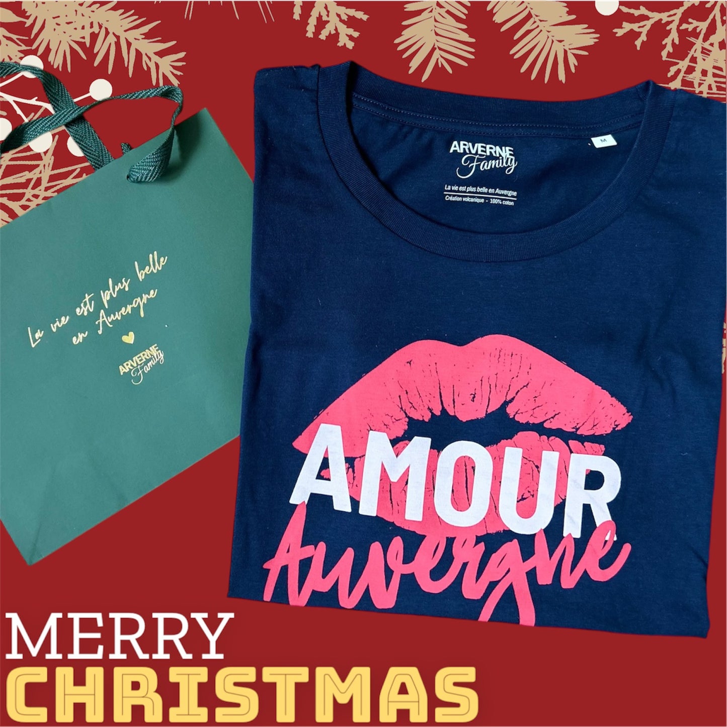 T-shirt ARLET - 100% coton bio, sérigraphie lèvres volcaniques