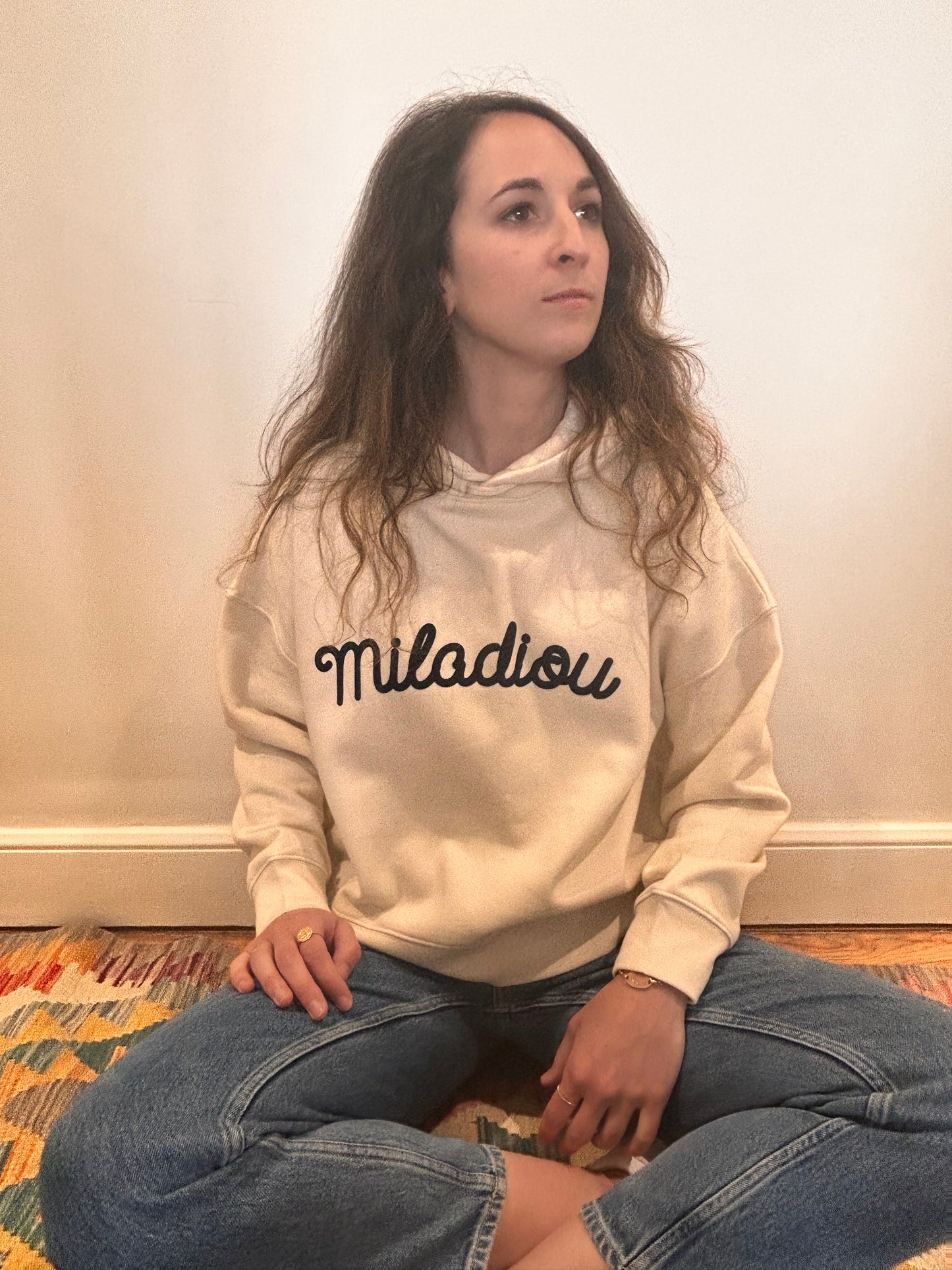 Sweat capuche crop RIOM - 100% coton biologique, "Miladiou"