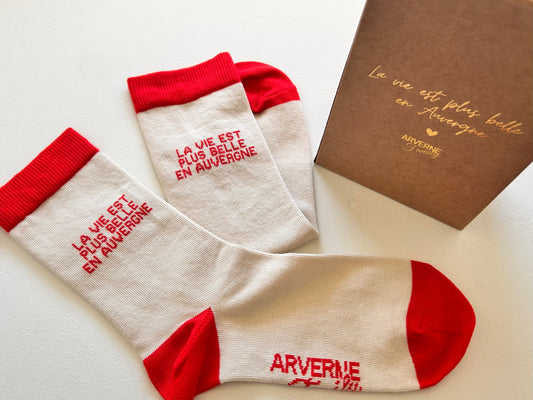 Chaussettes COURNON "la vie est plus belle en Auvergne" - fabriquées dans le Limousin