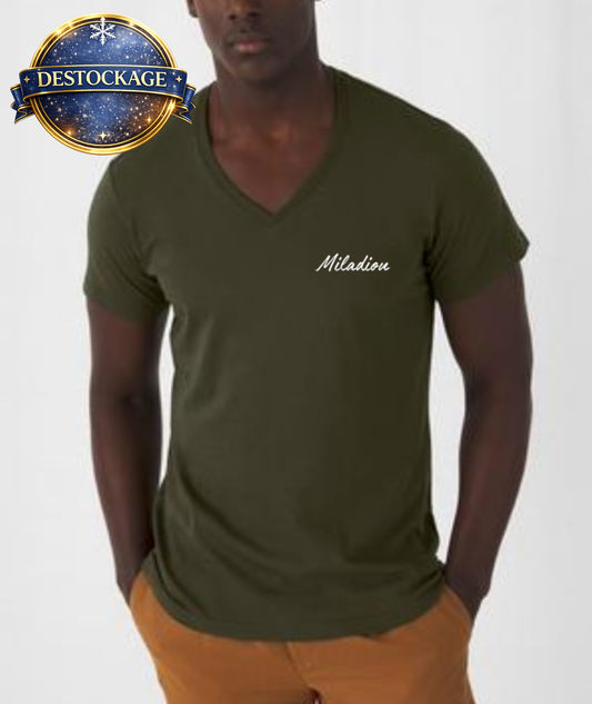 T-shirt Homme col V, ST GERMAIN - 100% coton biologique ou en conversion "Miladiou"
