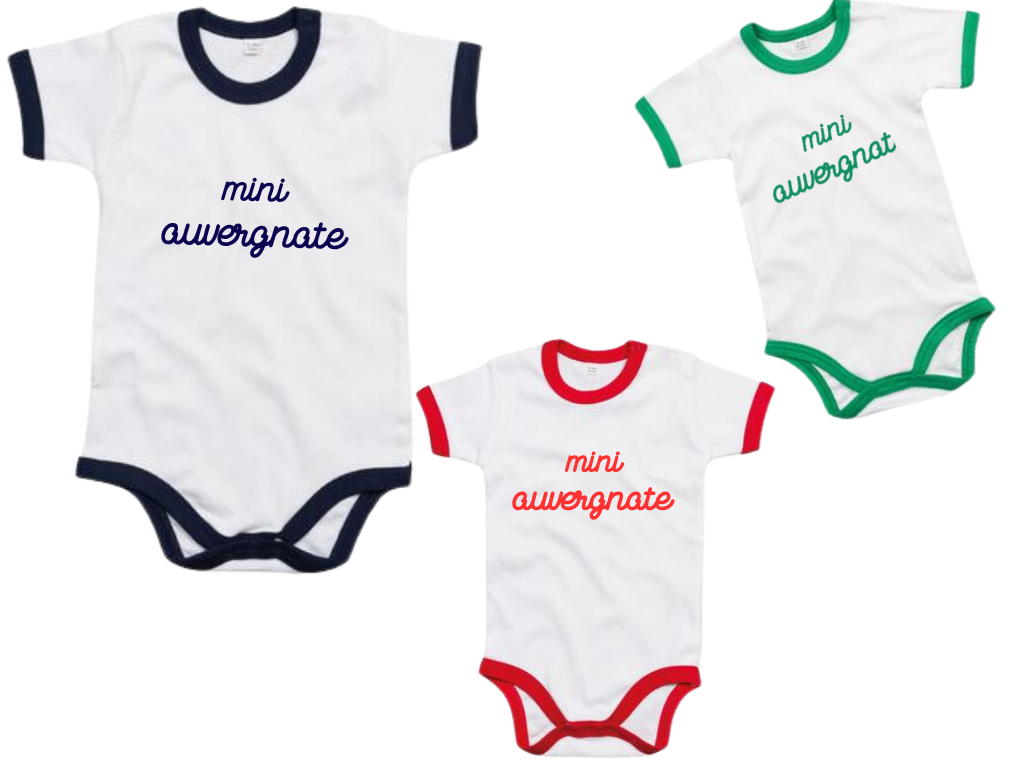 Body LANGEAC - 100% coton biologique, col contrasté "Mini Auvergnat/e"