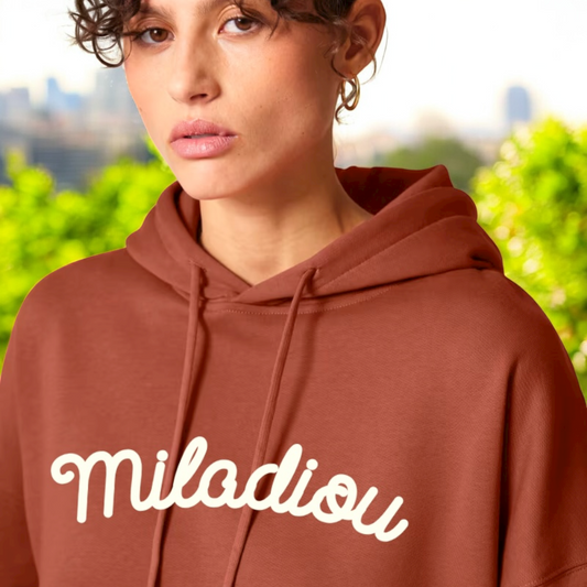 Sweat capuche crop RIOM - 100% coton biologique, "Miladiou"